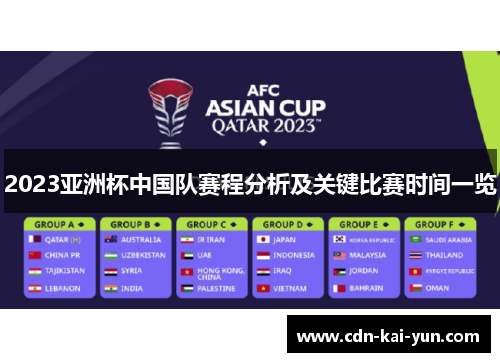 2023亚洲杯中国队赛程分析及关键比赛时间一览 2023亚洲杯中国队赛程分析及关键比赛时间一览