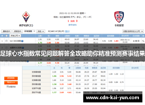 足球心水指数常见问题解答全攻略助你精准预测赛事结果
