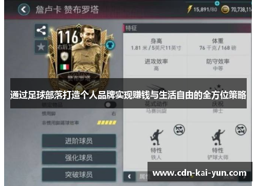 通过足球部落打造个人品牌实现赚钱与生活自由的全方位策略